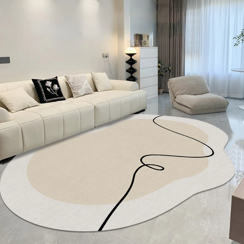 Cream Style Carpets for Living Room Irregular Shapes Bedroom Decor Carpet Thick Plush cloakroom Rug Washable Non-slip Floor Mat