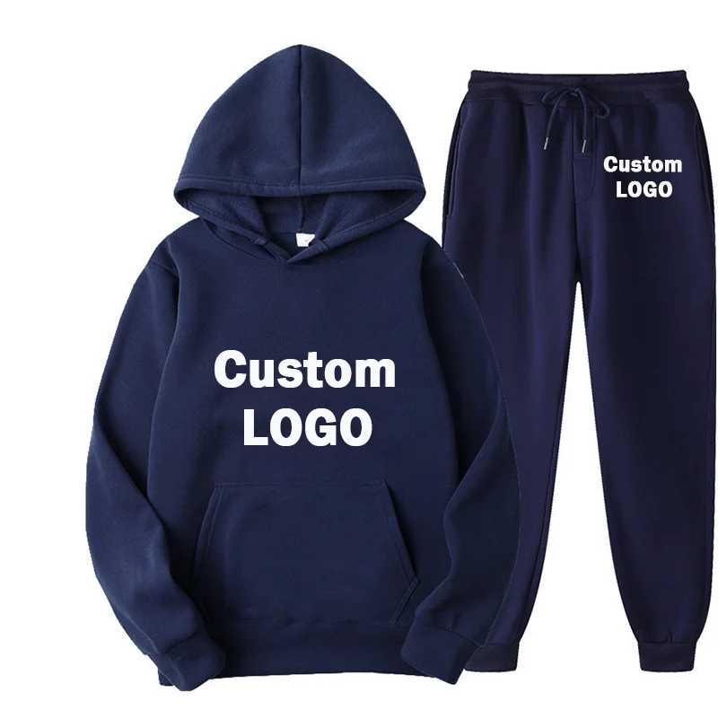 Customized  Hoodie Autumn Men's Women's Tracksuit ​Set Hoodie + Pants Fleece Warm Sportwear Homme Streetwear Suit Women Clothing