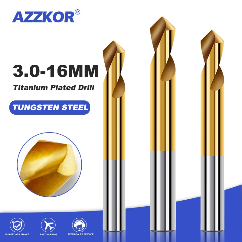 

AZZKOR Stainless Steel Bit Centering Drill Alloy Fixed Point Drill Titanium Plated Positioning Drill Tungsten Steel Point Drill