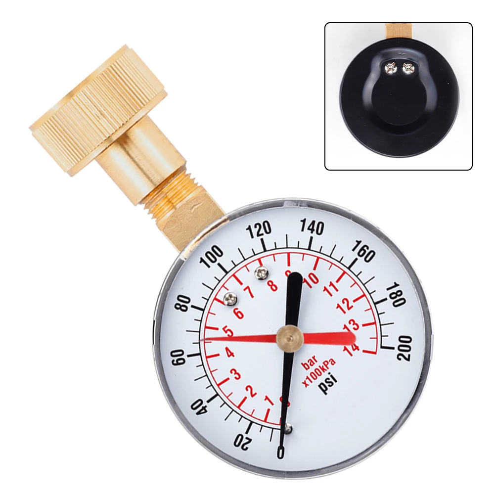 

1pcs Water Pressure Tester 0-200PSI Pressure Gauge 3/4inch Female Hose Thread 1.6 Accuracy Grade Water Pressure Test Table