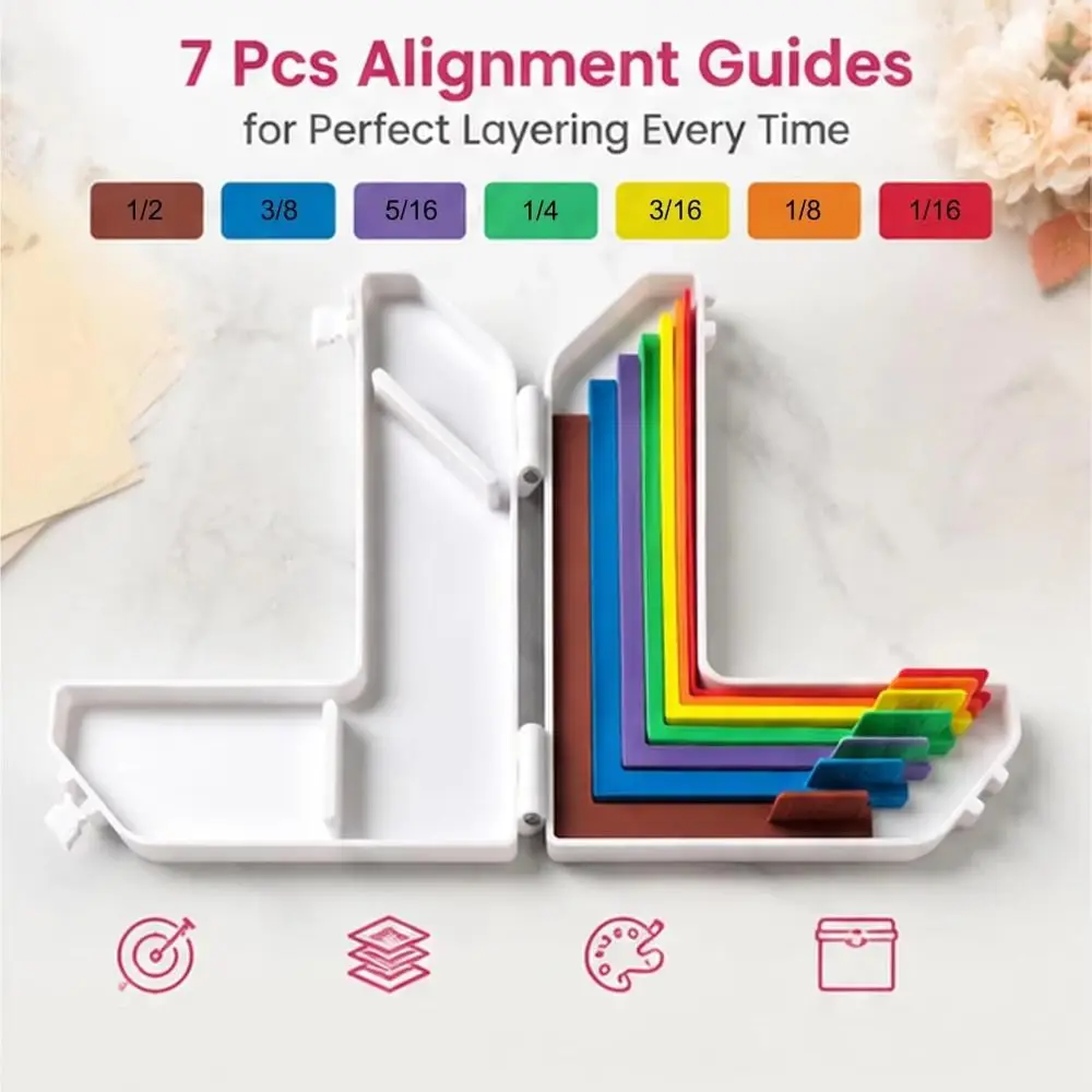 Multi-size Paper Crafting Alignment Guides Color-coded Precision Layering Paper Positioning Rulers Set Matting Spacers Size Tabs