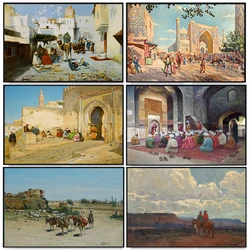Arab Merchant And Horse Canvas Painting Poster And Prints Famous Artwork Porch Wall Art Pictures For Living Room Home Deor