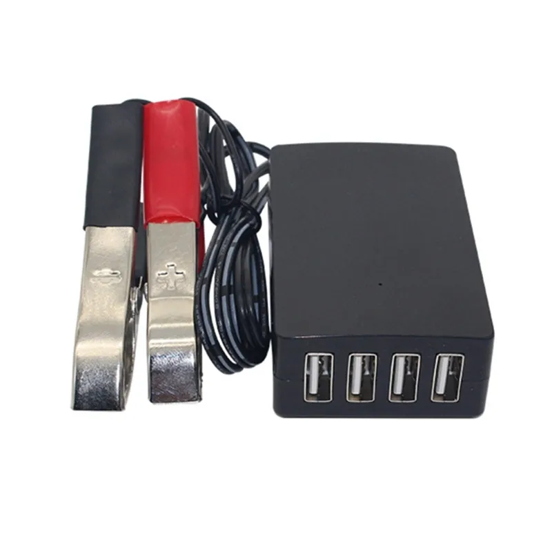 

Адаптер питания с 4 портами USB и зажимом для аккумулятора 12 В, 24 В до 5 В, 8 А для зарядки сотового телефона, аварийное питание через USB, высокая эффективность