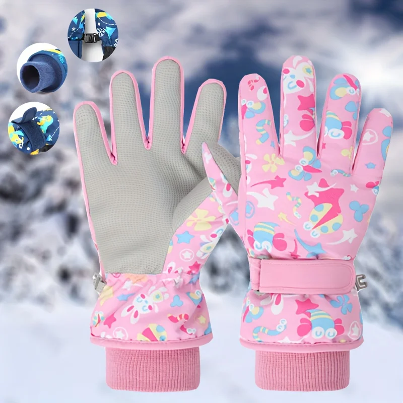 Kids Ski Gloves Winter Snowboard Snow Children Glove High Quality Boys Girl Waterproof Thicken Mittens Keep Finger Warm Glove