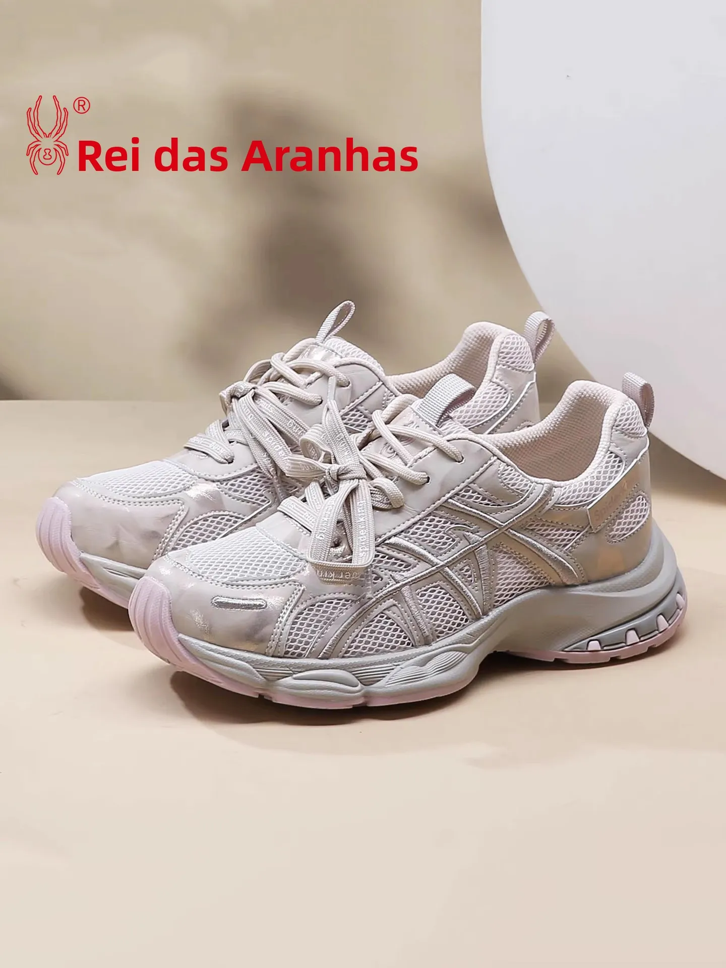 Tênis Feminino Spider King Estilo Dad Shoes com Sola Grossa, Respirável, Cano Baixo, Casual Esportivo, Primavera Verão, Moder...