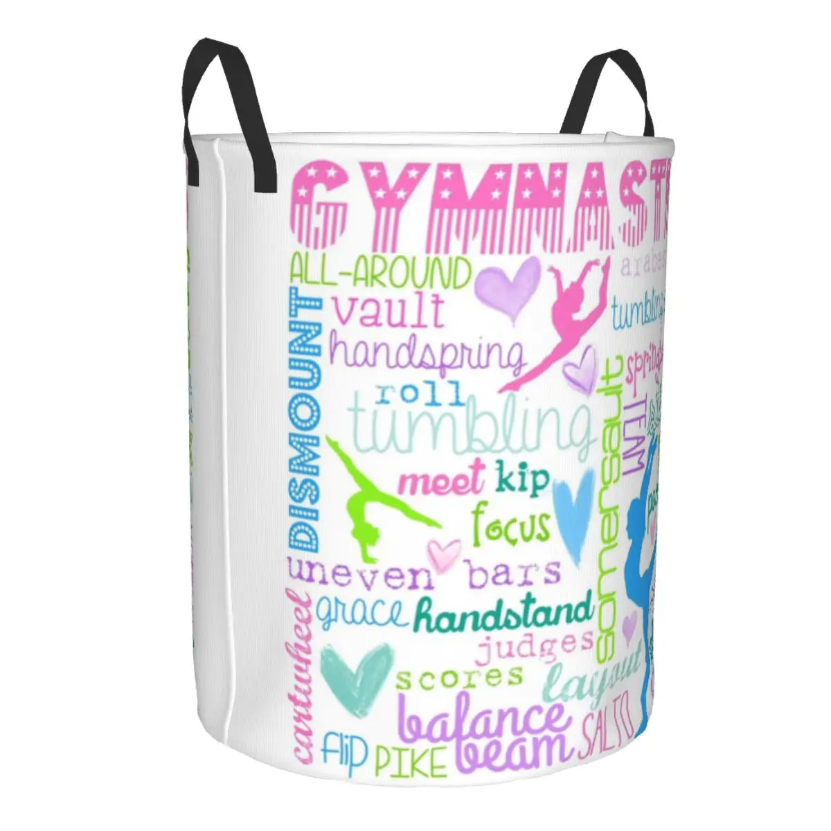 Dance Rhythmic Gymnastics Laundry Basket Collapsible Clothing Hamper Toys Organizer Storage Bins