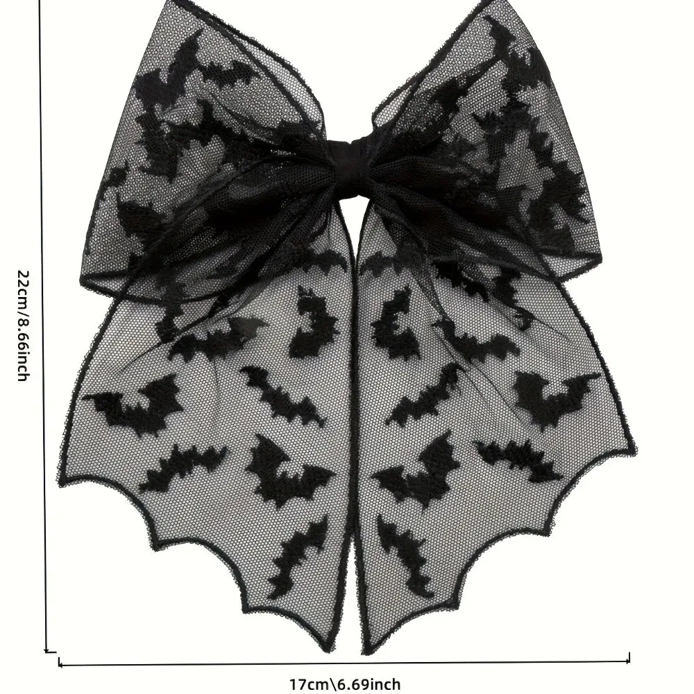 Portable Star Spider Web Hair Clip Spring Clip Lace Bat Head Veil Black Elegant Halloween Hairpin Wedding view 6