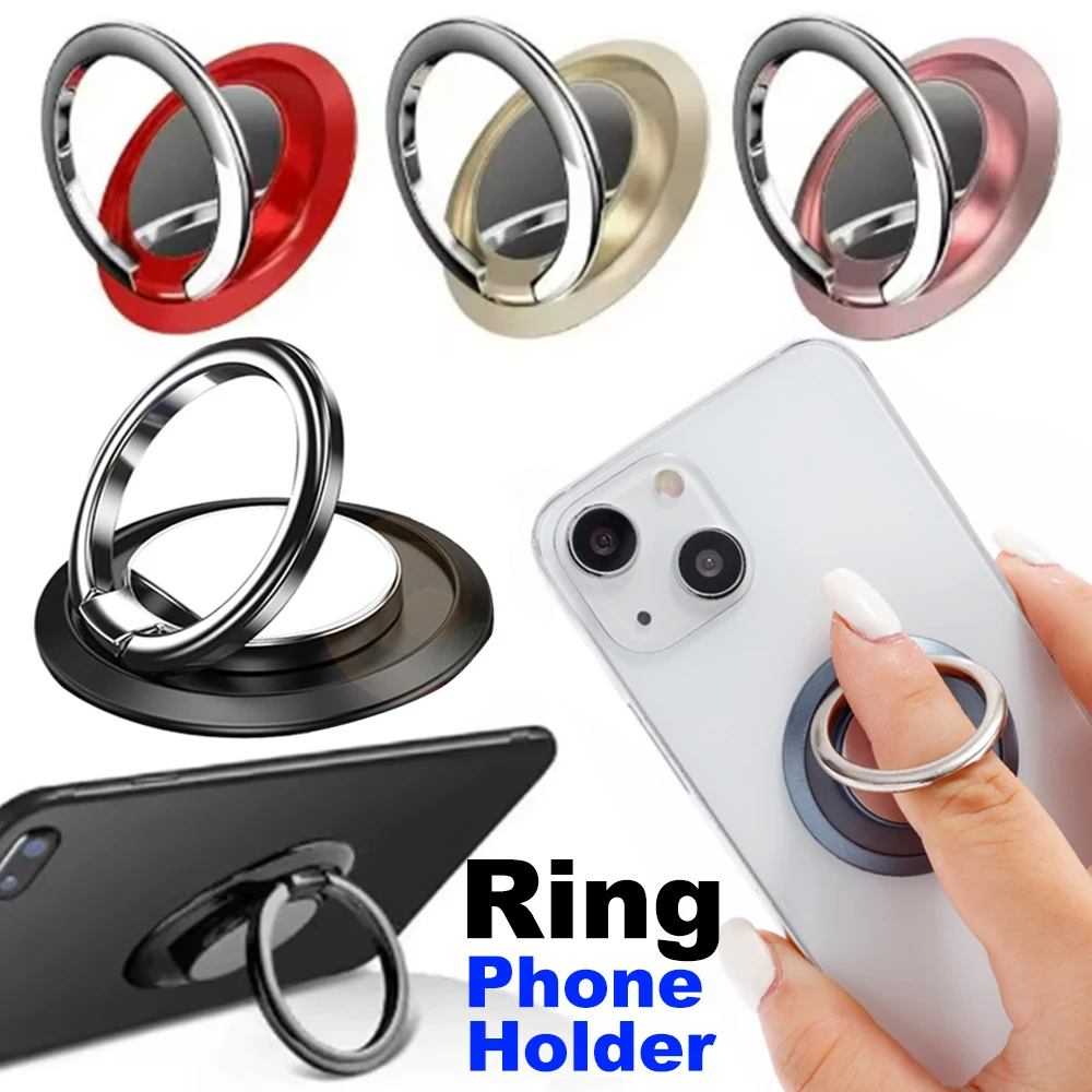 360Rotating Finger Ring Phone Holder Stand Grip Car Magnetic Suction Mount Phone Back Sticker Pad Universal Mobile Phone Bracket