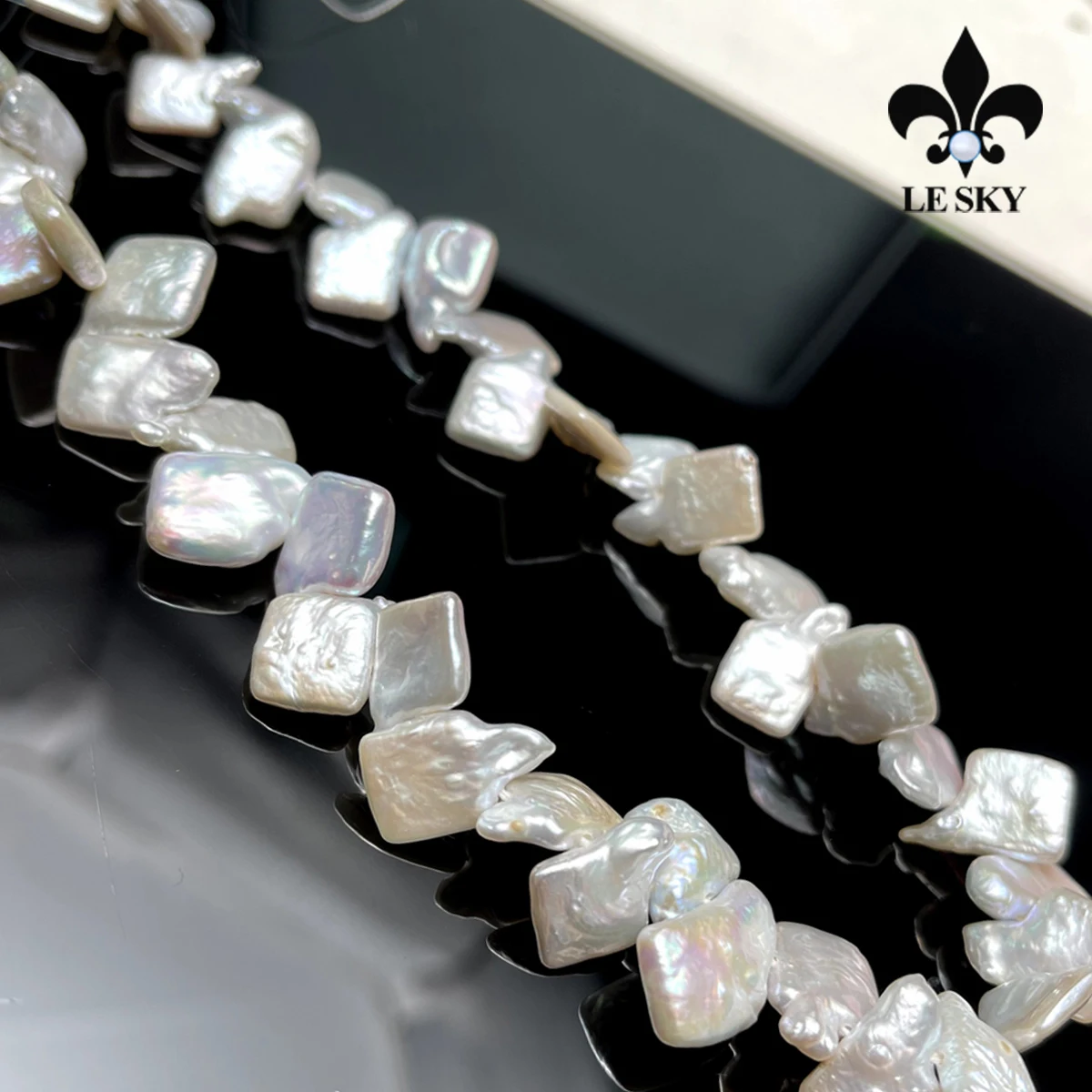 

LE SKY Baroque Beads Square Natural Freshwater Pearl Loose Spacer Beaded for Making DIY Jewerly Necklace Bracelet 10-15mm