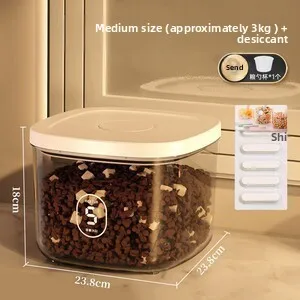 Solid Pattern Moisture-Proof Plastic Pet Dog Food Storage Organizer Vacuum Canister Bowl Item Protective Storage Bucket Box