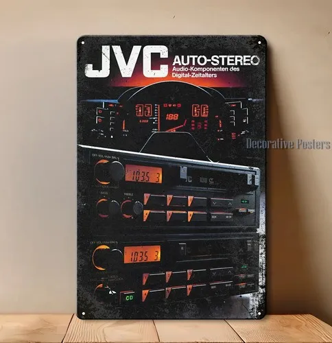 Vintage Car Stereo Cassette Tape Player Metal Poster Sign Si