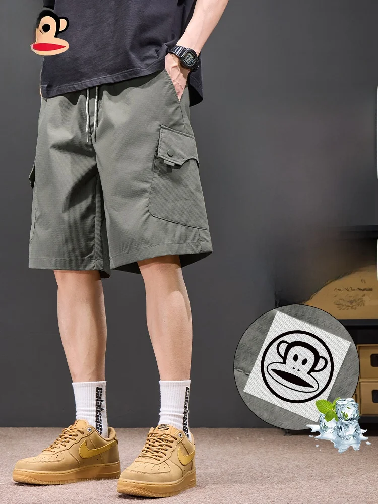 

Мужские рабочие брюки PaulFrank Ice Silk, летние легкие повседневные брюки в стиле ретро, ​​прямые брюки длиной в пять четвертей