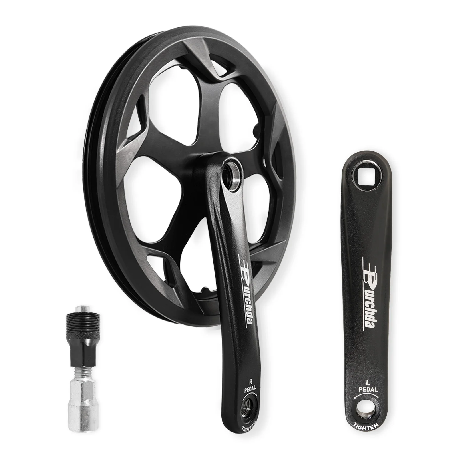 

Bike Crankset for Ebike: 52T Universal Bike Crankset Set 170mm Aluminium Alloy Arm(Crank Removal Tool Included)