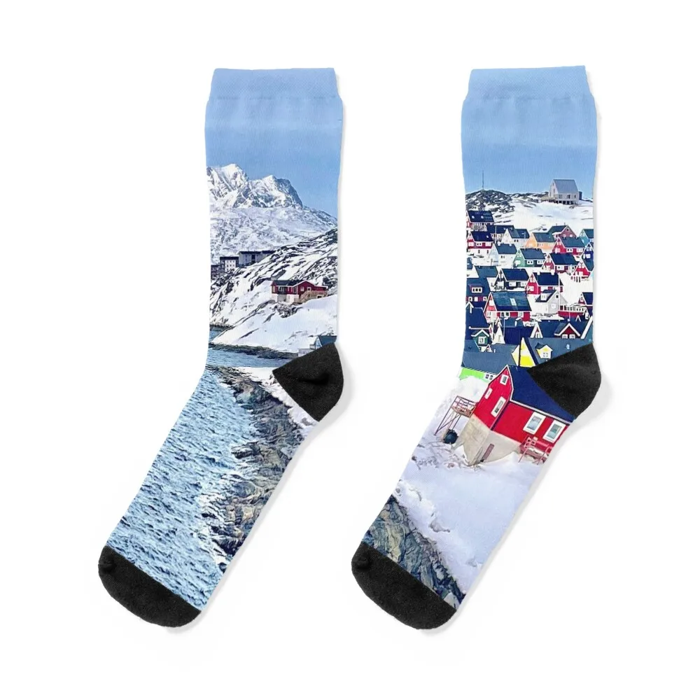 

Colorful Houses Of Ilulissat Greenland Socks gifts Lots bright garter gift Boy Child Socks Women's