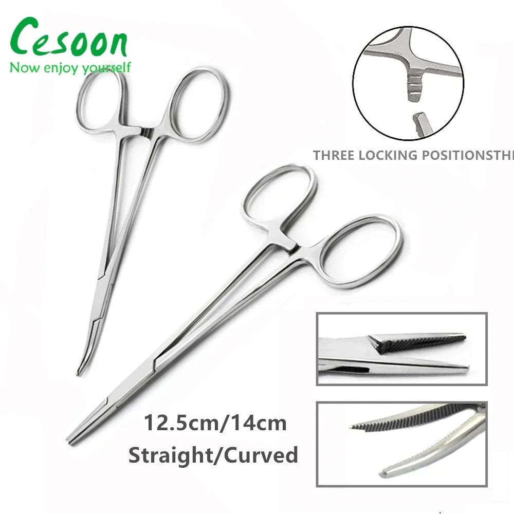 

1Pc Dental Needle Holder Pliers Forceps Orthodontic Tweezer Stainless Steel Straight / Curved Serrated Tip Dentist Holders Tool