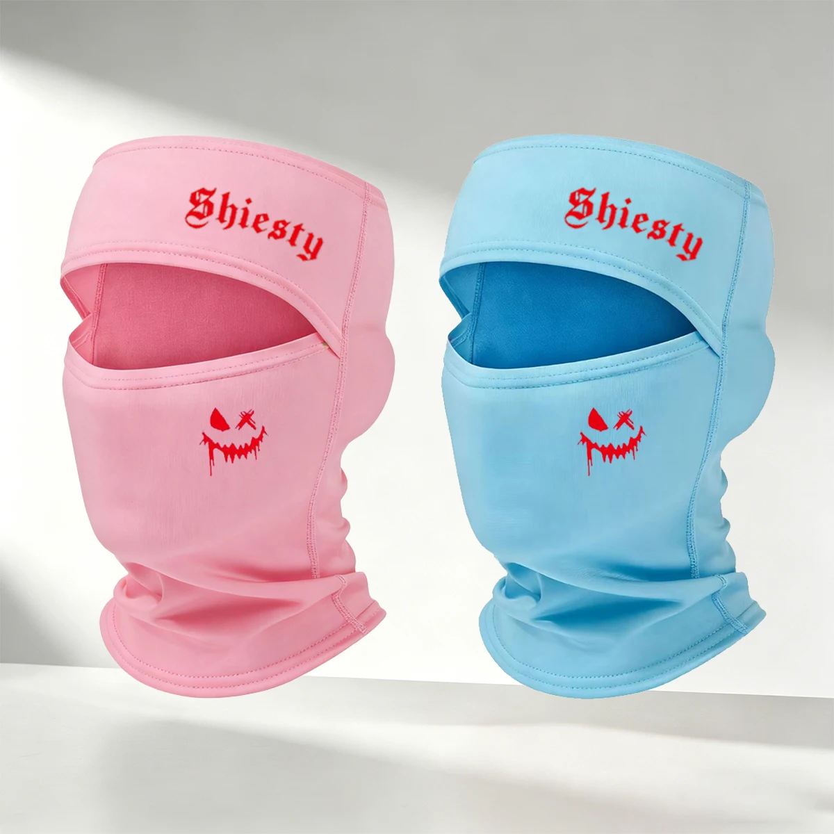 1/2/3/4/5 PC Shiesty Balaclava Men's Mask - Red Evil Smile Printed Full Face Hood, Outdoor Windproof Street Headpiece
