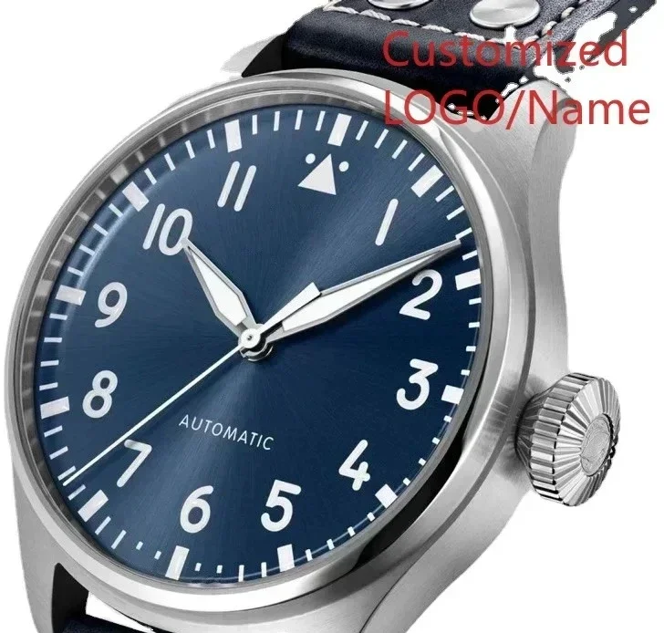 GT9 Store Customized Watch  Men Pilots Automatic l Watch Stainless Steel Brown Leather Green Black Dial Fashion Big Watches