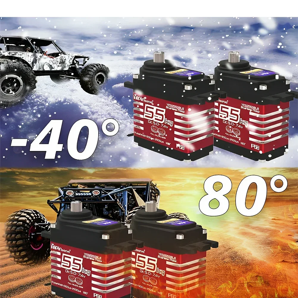 55 كجم أجهزة رقمية 7.4 فولت 180/270/360/357 درجة فرش RC محرك معزز عالي الولادة IP68 الصلب حلزوني والعتاد لسيارة RC 1/8 ، 1/10