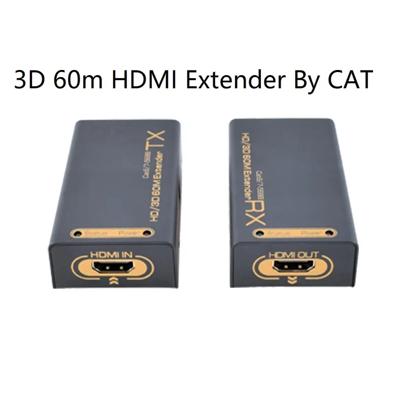 HDMI-compatible Extender 60m 3D Full HD 1080P Video Audio Repeater Extend by Cat5e 6 EDID Setting Cable RJ45 LAN Extender Cable