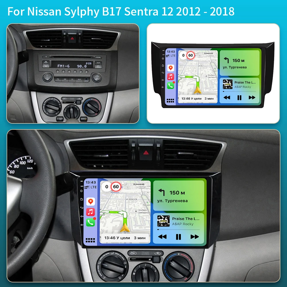 Android Auto For Nissan Sylphy B17 Sentra 12 2013 2014 2015 2016 2017 2018 Carplay Car Radio Multimedia Player BT DSP Stereo