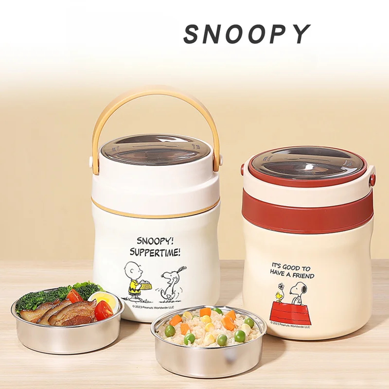 

Snoopy Picnic Box Double-layer 304 Stainless Steel Insulated Lunch Box Student School Lunch Box Birthday Gift