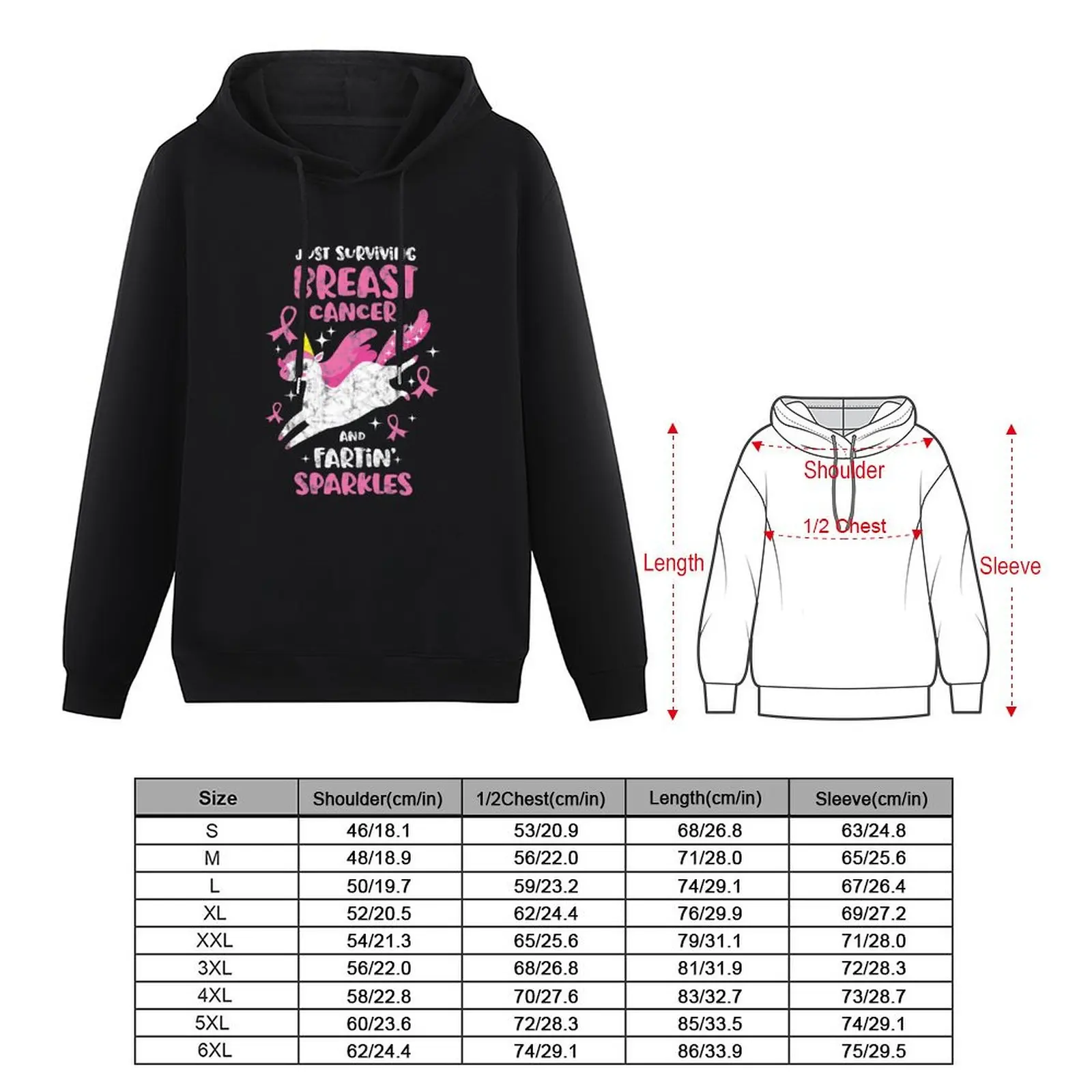 Surviving Breast Cancer Farting Sparkles Unicorn Distressed Pullover Hoodie Herren-Sweatshirt-Trainingsanzug für Herren