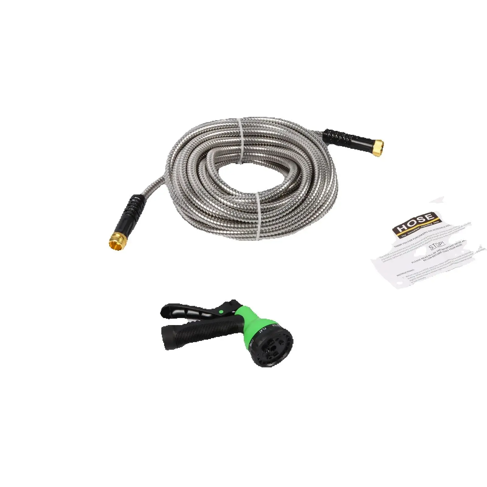 

1 Set Stainless Steel Retractable Garden Water Pipe 15M 50FT Coil Hose Assembly For Car Wash Tool Kit