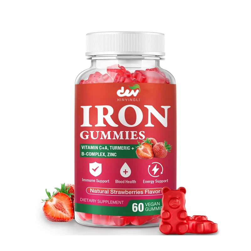Vegan Iron Gummies - High Potency Iron Supplement for Women & Men - Supports Energy & Immune Health - Strawberry Flavor