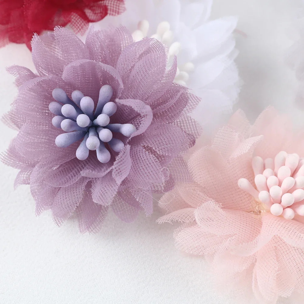 10pcs Fabric Artificial Flowers For Wedding Dress Hats Headband Decoration three-dimensional rose flower DIY corsage shoe flower