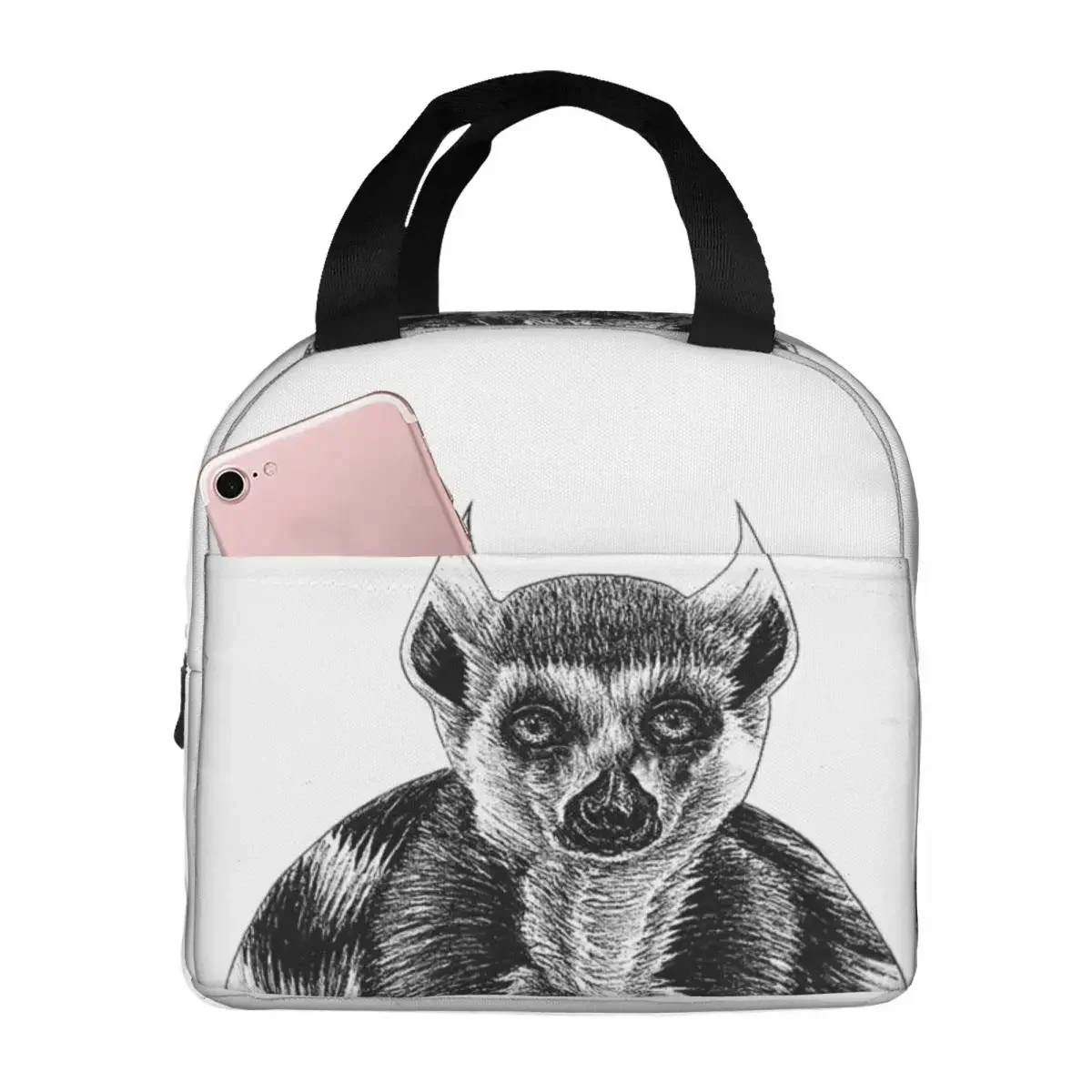 

Ring Tailed Lemur - Ink Illustration Insulated Lunch Bag Leakproof Picnic Bags Thermal Lunch Tote for Woman Work Children School