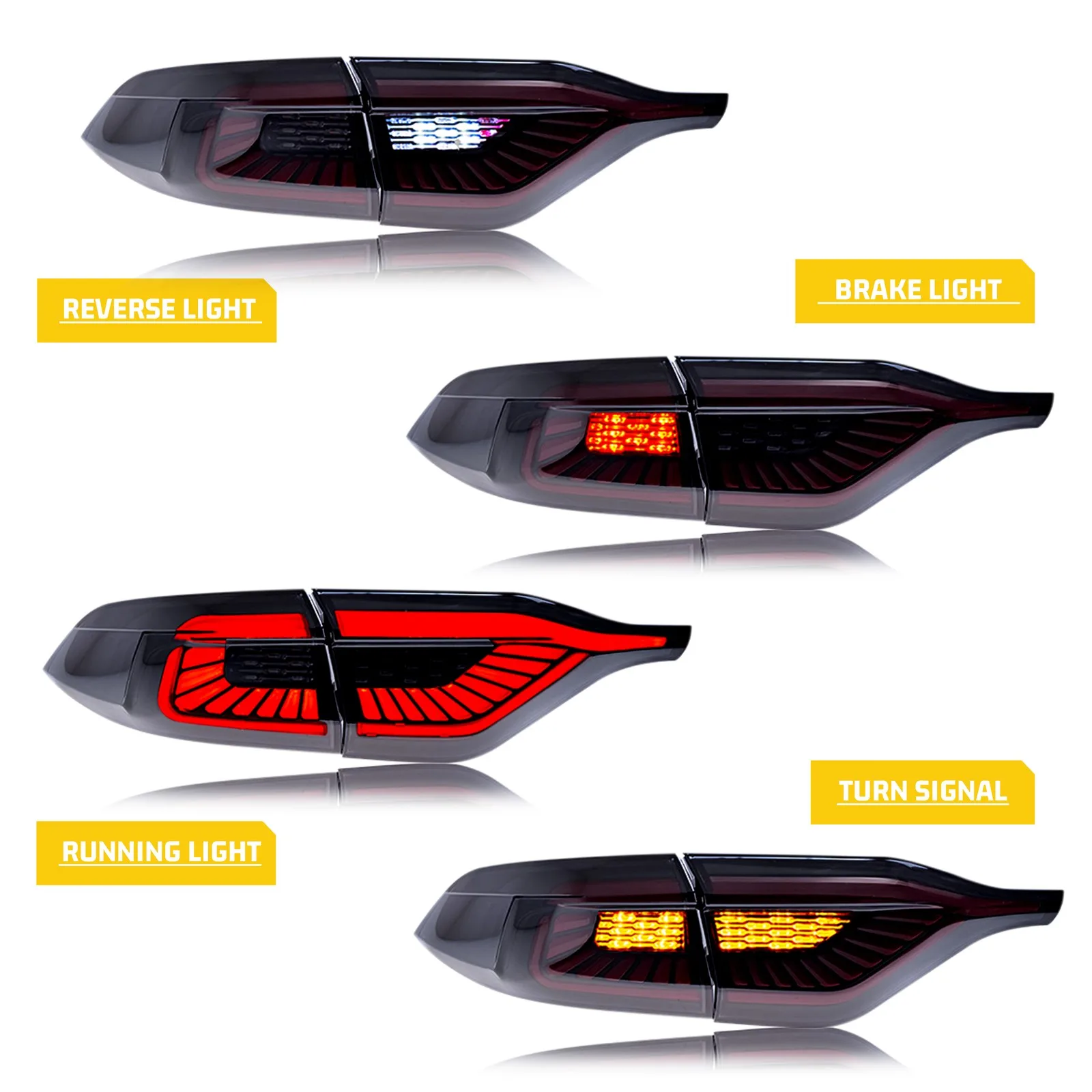 LED Tail Lights Assembly for Toyota Corolla 2020-2027 Sequential Turn Signal Start-up Animation Black Rear Trunk Lamps Assembly