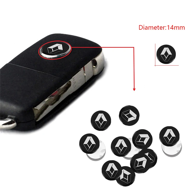 5/10 قطعة 14 مللي متر شعار السيارة ملصقات مفتاح بعيد شارة لرينو كليو كادجار كابتور كوليوس ميجان اسبيس QM6 ذات المناظر الطبيعية الخلابة لاغونا أستراليا