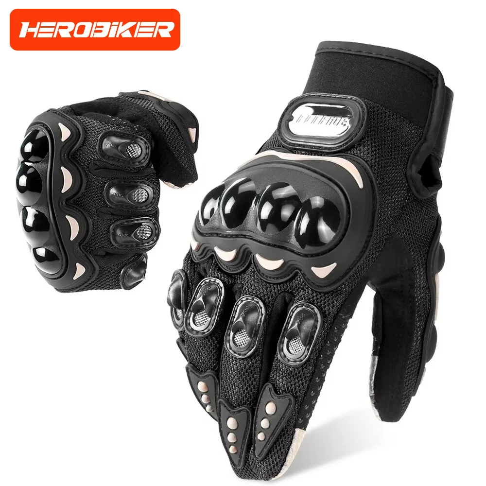 Luvas da motocicleta dos homens respirável da motocicleta dedo cheio guantes motocross moto respiração malha tela de toque luva corrida