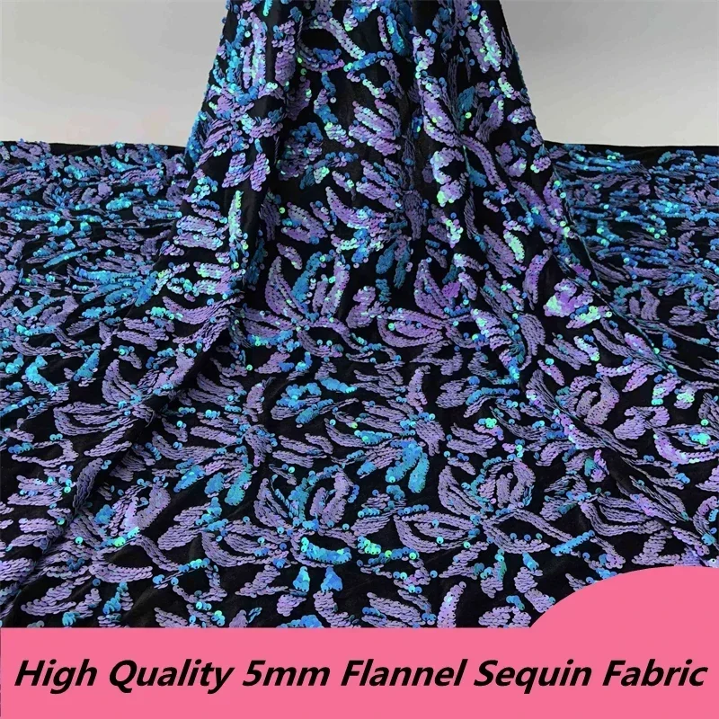 Popularity Flowers Sequins Fabric 5MM Flannel Fabrics  Accessories Sewing Skirt Evening Dress DIY Home Decoration Wide:125CM