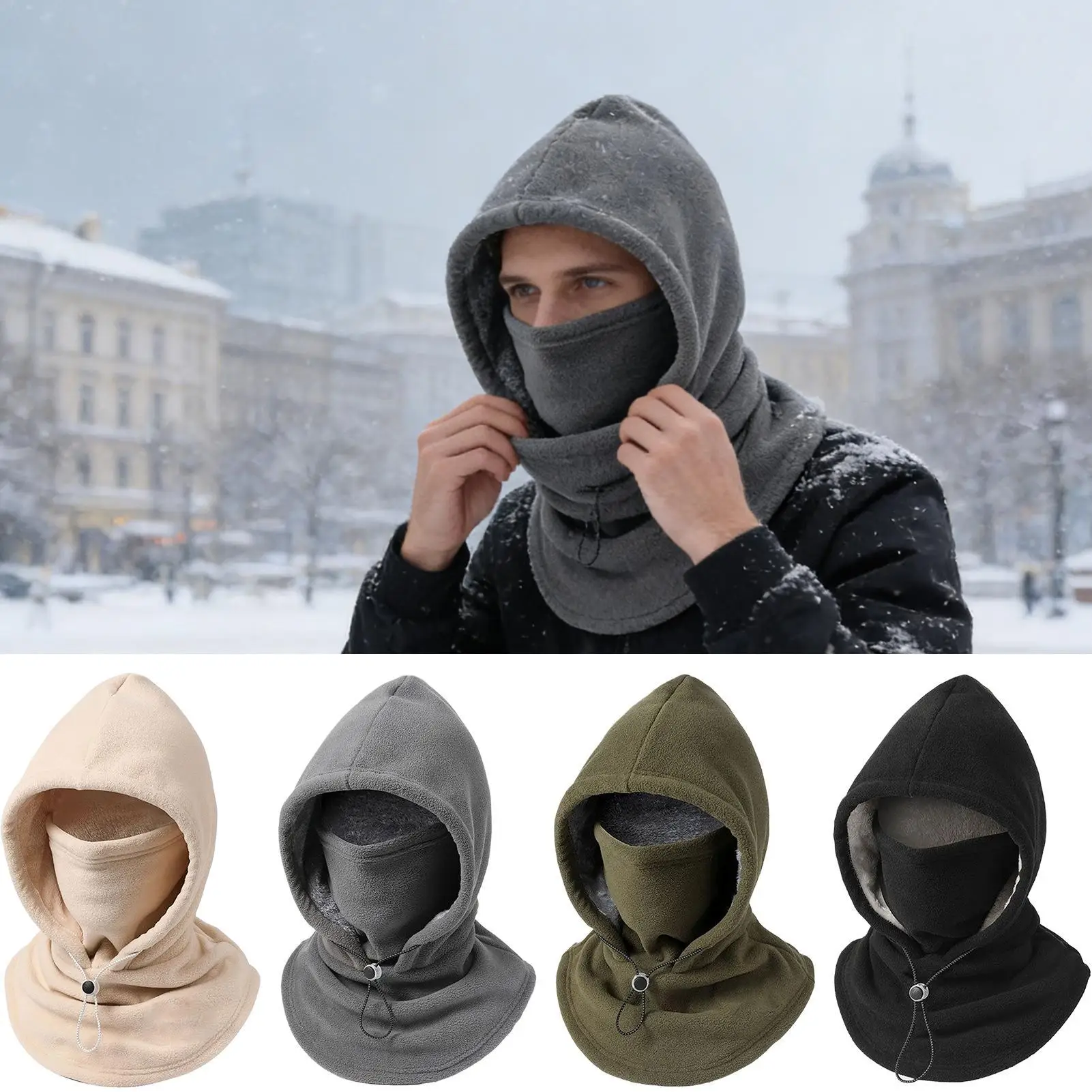 

Winter Hat With Face Cover Breathable Windproof Warm Adjustable Headwear Winter Hood Hat For Cold Weather Cycling Outdoor Work