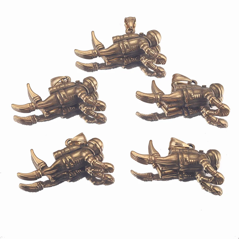 37*46 3D Brave Diver Charms 316L Stainless Steel Punk Pendants DIY Bracelet Jewelry Making Waterproof Necklace Hip Hop Crafts