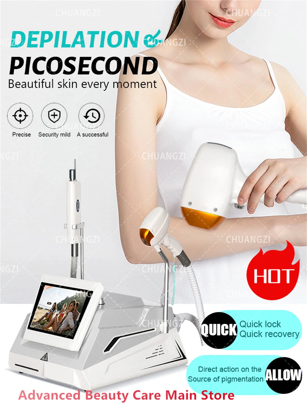آلة إزالة الشعر بالليزر ديود 808 المحمولة 2in1 بيكو ثانية إزالة الوشم وإزالة الشعر أداة تجميل متعددة الوظائف