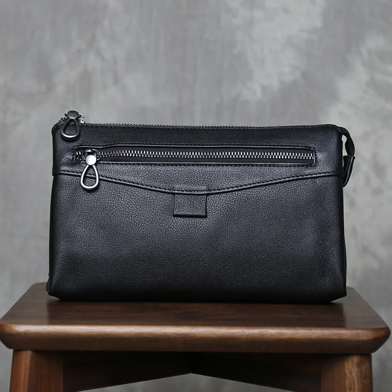 

New Top Layer Cowhide Wallet Hand-Held Bag Genuine Leather Men's And Women's Large Capacity Multi Slot Zipper Men's Wallet