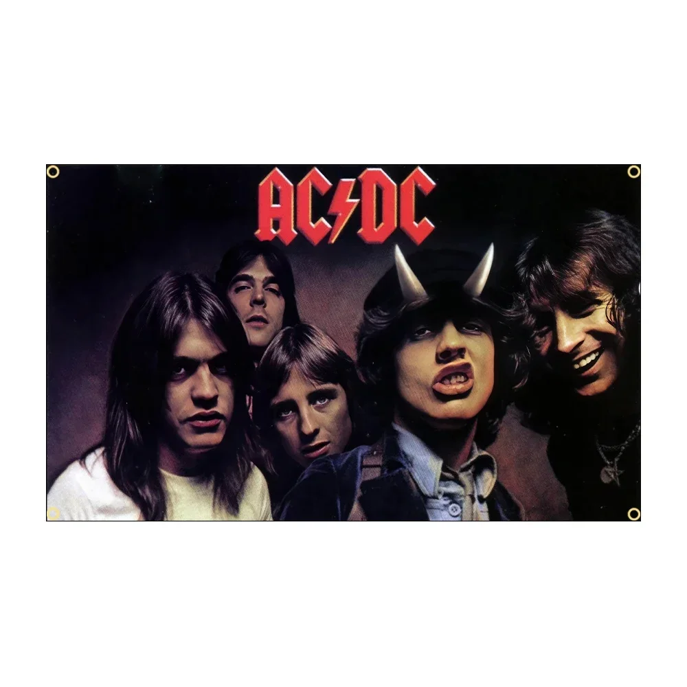 90X150CM 3X5Ft AC/DC Band Flag Polyester Printing Music Memorabilia Banner For Decor