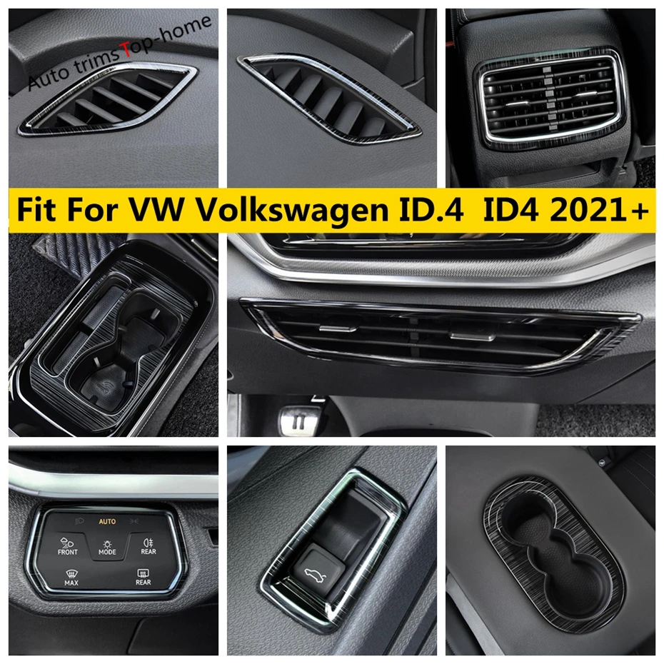 

Water Cup Holder Air Outlet AC Vent Decoration Frame Head Light Lamp Button Cover Trim For VW Volkswagen ID.4 ID4 2021 - 2024