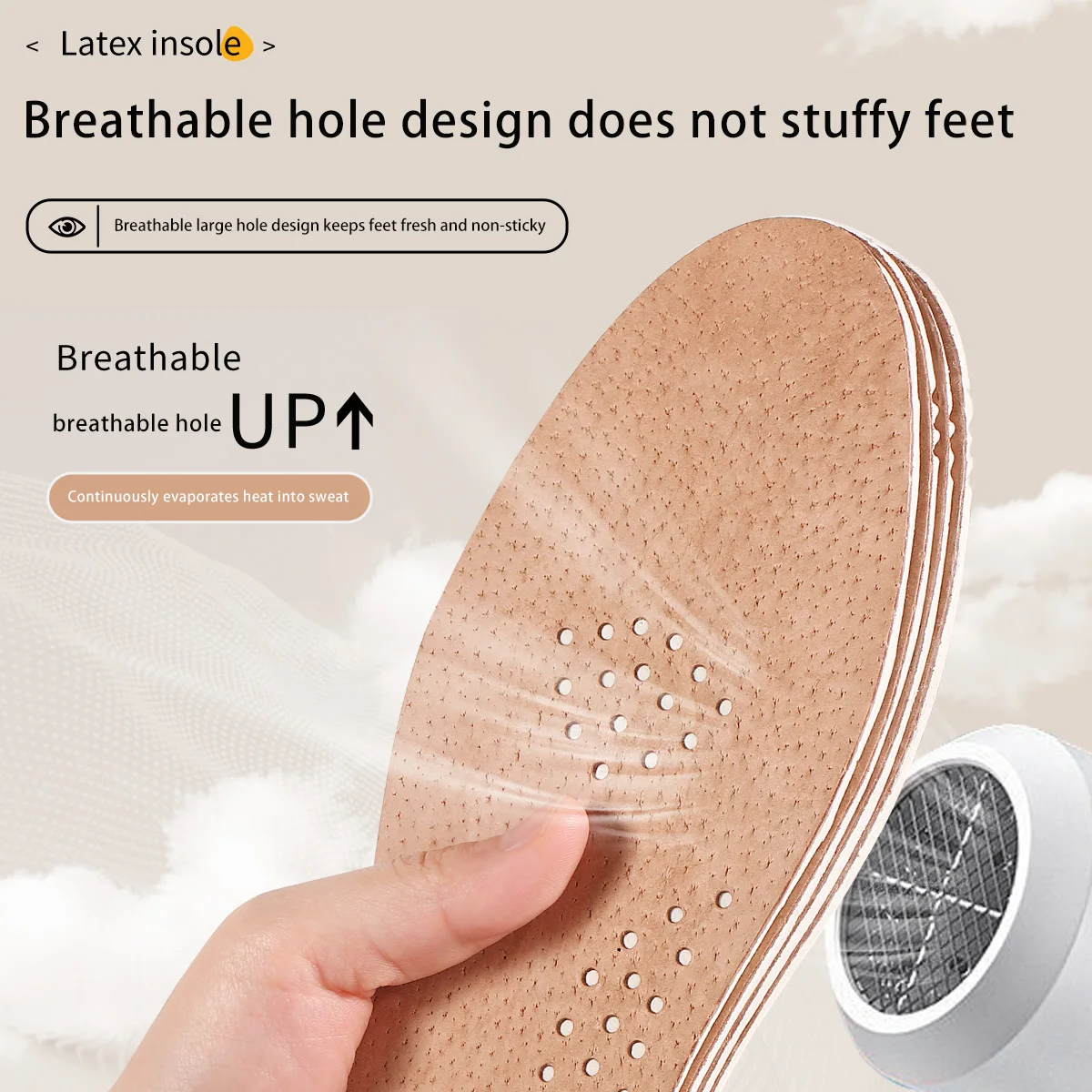 Unisex Leather Latex Insole Soft Comfortable Breathable Sweat Absorption Sports Shock Absorption Without Tiring Feet