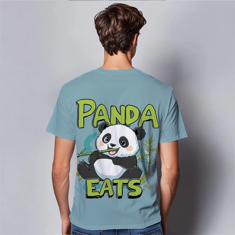 

Cute Panda Graphic T Shirts For Men Summer Fashion Short Sleeve 3D Animal Printed O Neck T-shirt Trendy Streetwear Oversized Tee