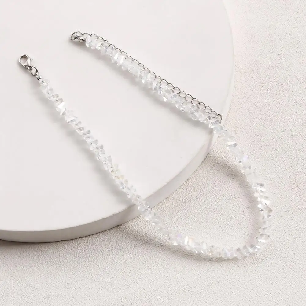 Women Faux Necklace Women’s Irregular Faux Necklace Adjustable Solid Color Choker with Extended Chain Lobster Clasp Party Club
