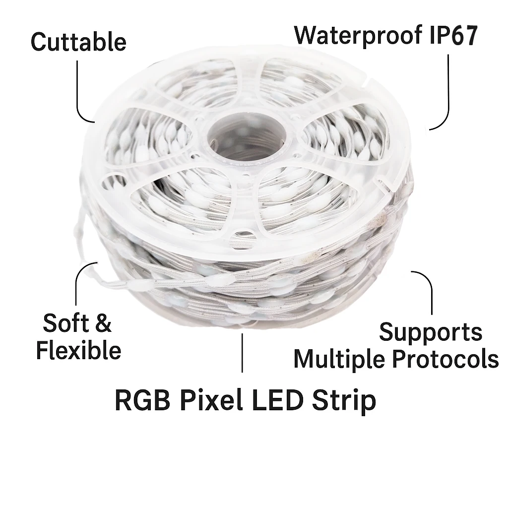 5V WS2812 WS2811 Programmable LED Strip  RGBIC Dream Color Individually Addressable Fairy Lights, 3-Wire Cable, Pixel  Lighting