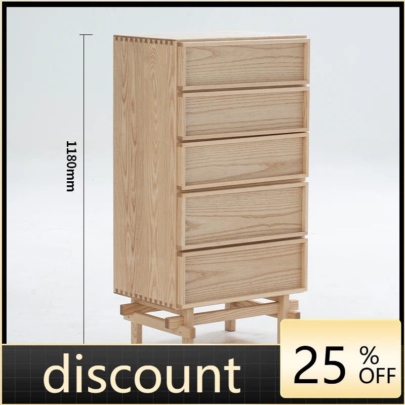 

LMM single row drawer cabinet sofa side cabinet solid wood log wabi sandy wind