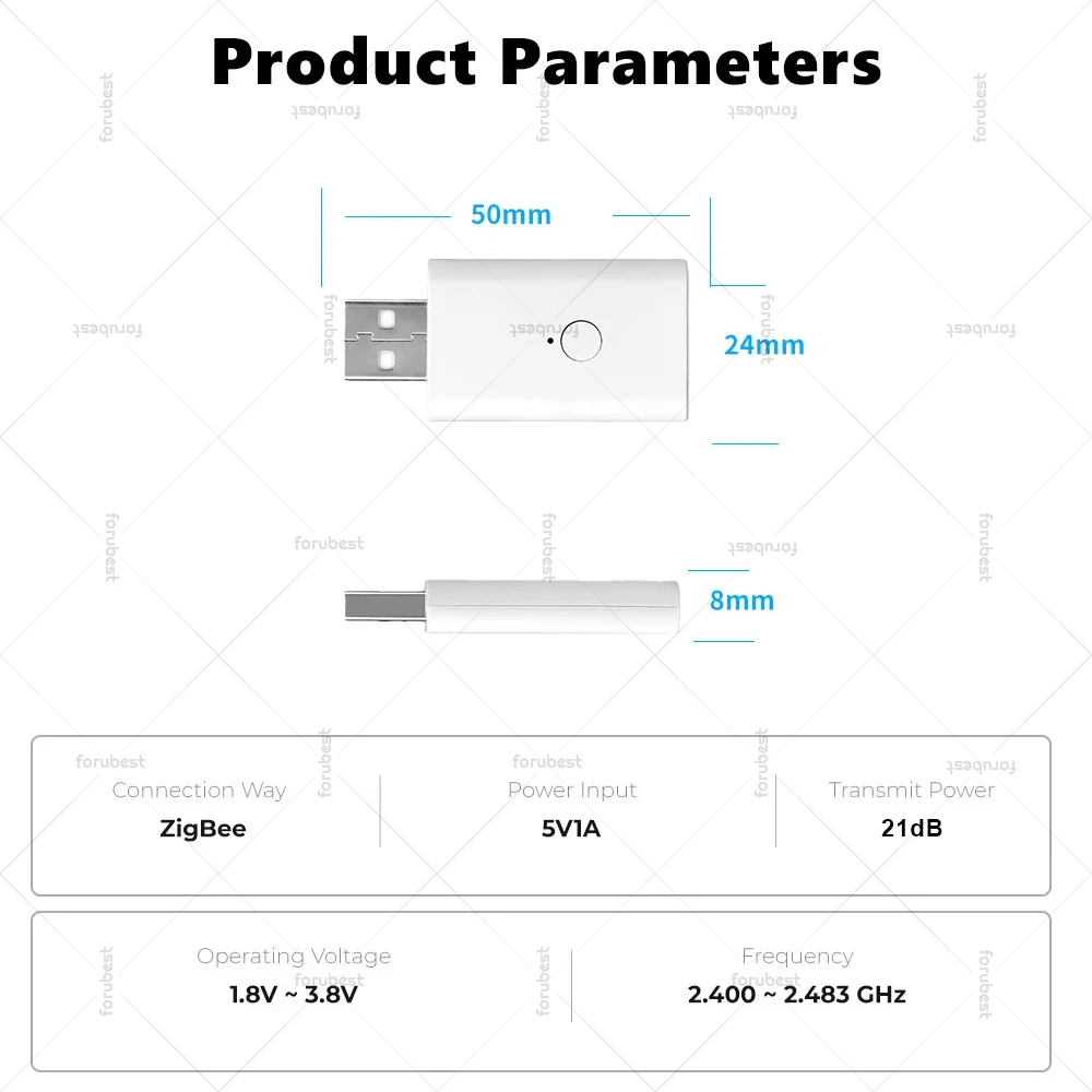 Tuya ZigBee Ripetitore di segnale Amplificatore USB Extender Dispositivi di automazione domestica intelligente Funziona con l\'APP ZigBee Gateway Hub