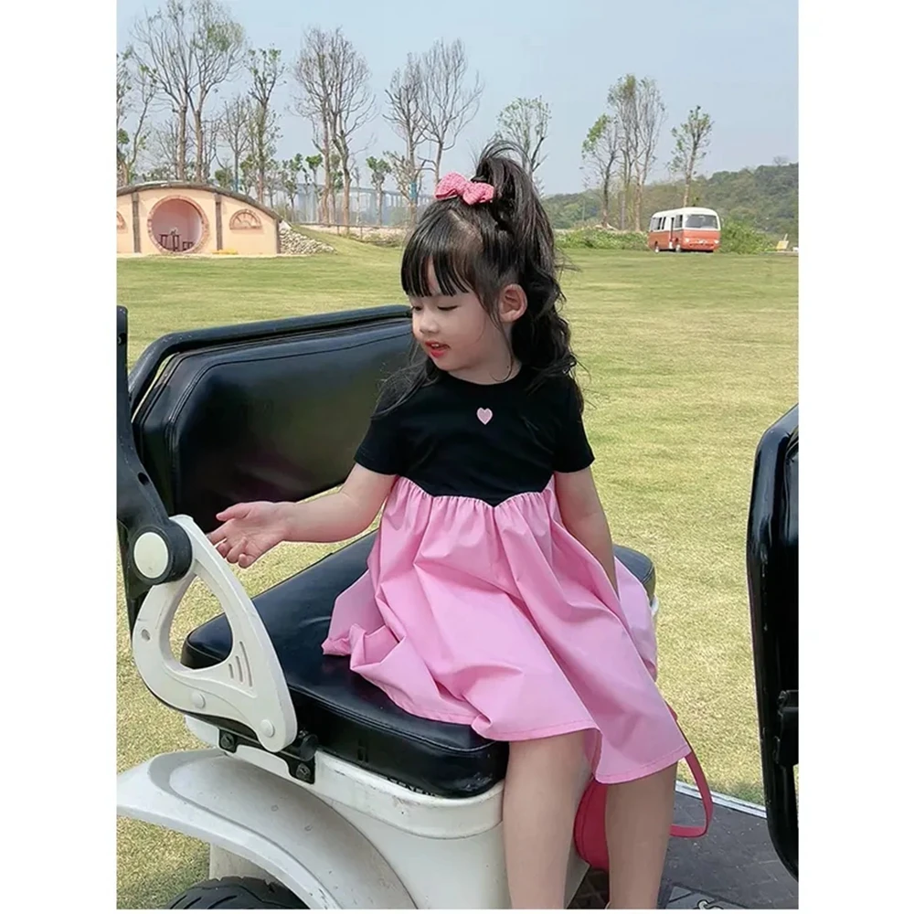 

Summer Toddler Baby Girls Dress Children Causal Clothing Kids Patchwork Short Sleeve Cotton Dresses for Girls Cute Daily Outfits