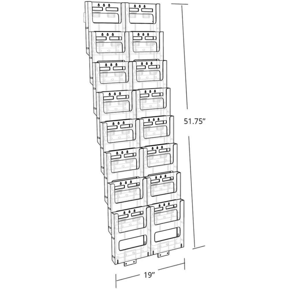Azar 252325 16-Compartment Letter-Size Wall-Mounted Display Organizer
