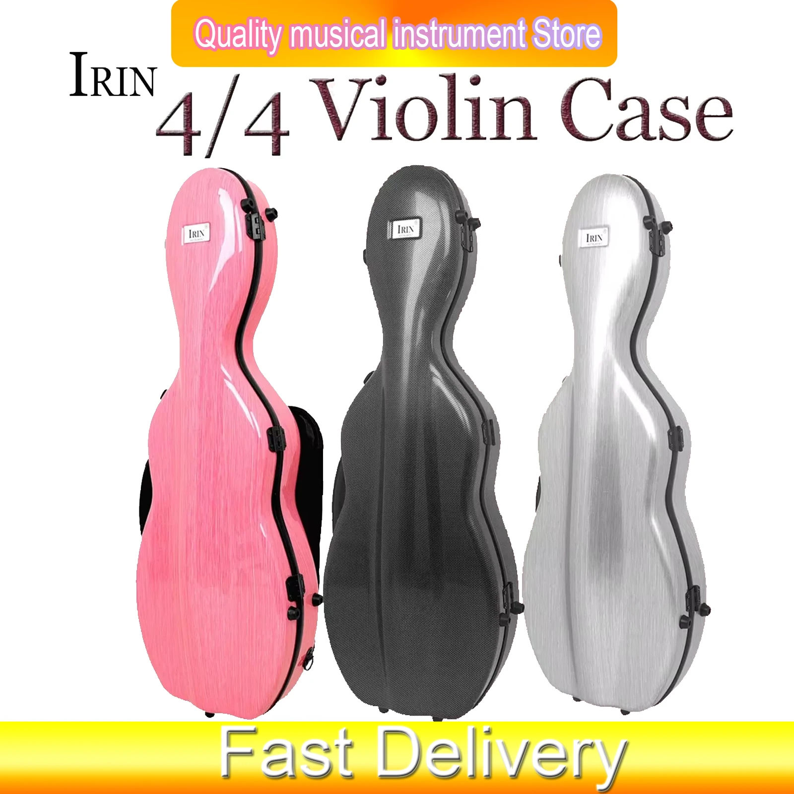 IRIN 4/4 Violin Case Carbon Fiber Protective Body Composite Case With Strap Double Shoulder Built-in Hygrometer Violin Parts