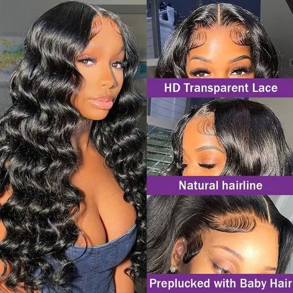 Yyong Loose Deep Wave Wig 30 Inch Transparent 13X4 Lace Front Human Hair Wigs Pre Plucked 13x6 Loose Deep Lace Frontal Wig